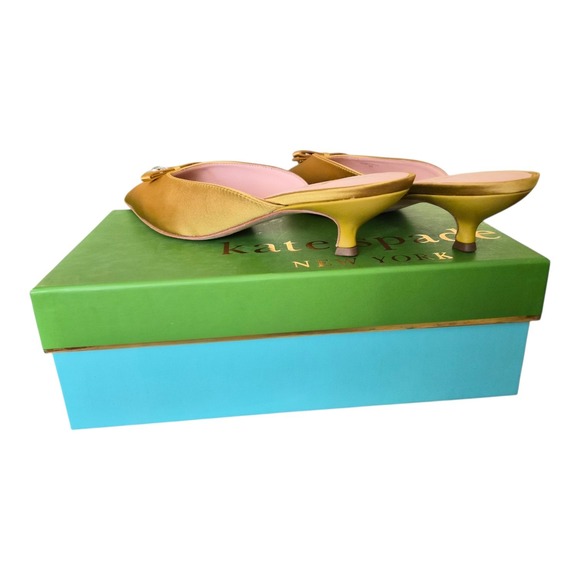 Kate Spade Darlene Satin Mules Roastd Maize Yellow Pointed‎ Toe Size 8 - Picture 6 of 10
